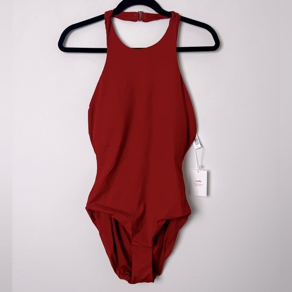 NEW Andie Swim The Luzon One Piece In Chili Pepper Open Back Swimsuit Size L - Picture 3 of 12